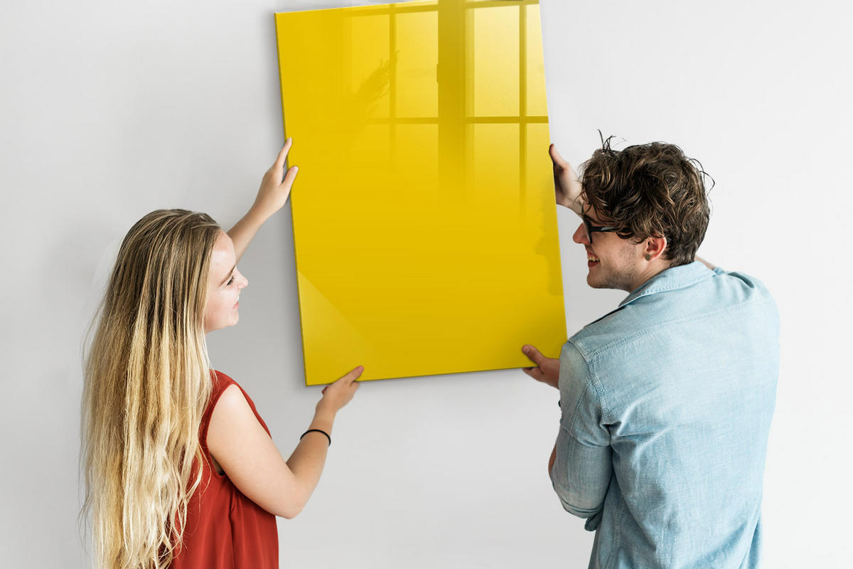 MAGNETTAFEL 70x100 Gelb schwarzer Marker - Gelb, Glas (70/0.4/100cm) - TULUP