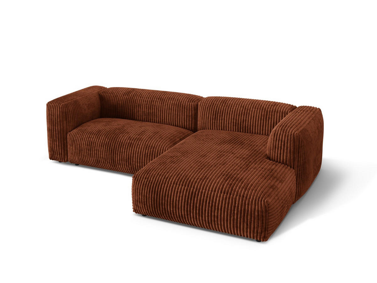 ECKSOFA modular rechts Martina aus Cord ziegelrot 2 Sitzplätze - Orange, Textil (176/283cm) - Micadoni