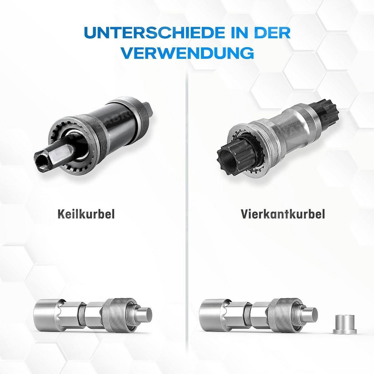 FAHRRAD Kurbelabzieher Set 14mm Universal Tretlager Werkzeug für E-Bikes und Fahrräder - Silberfarben, Metall (2/2/7.8cm)