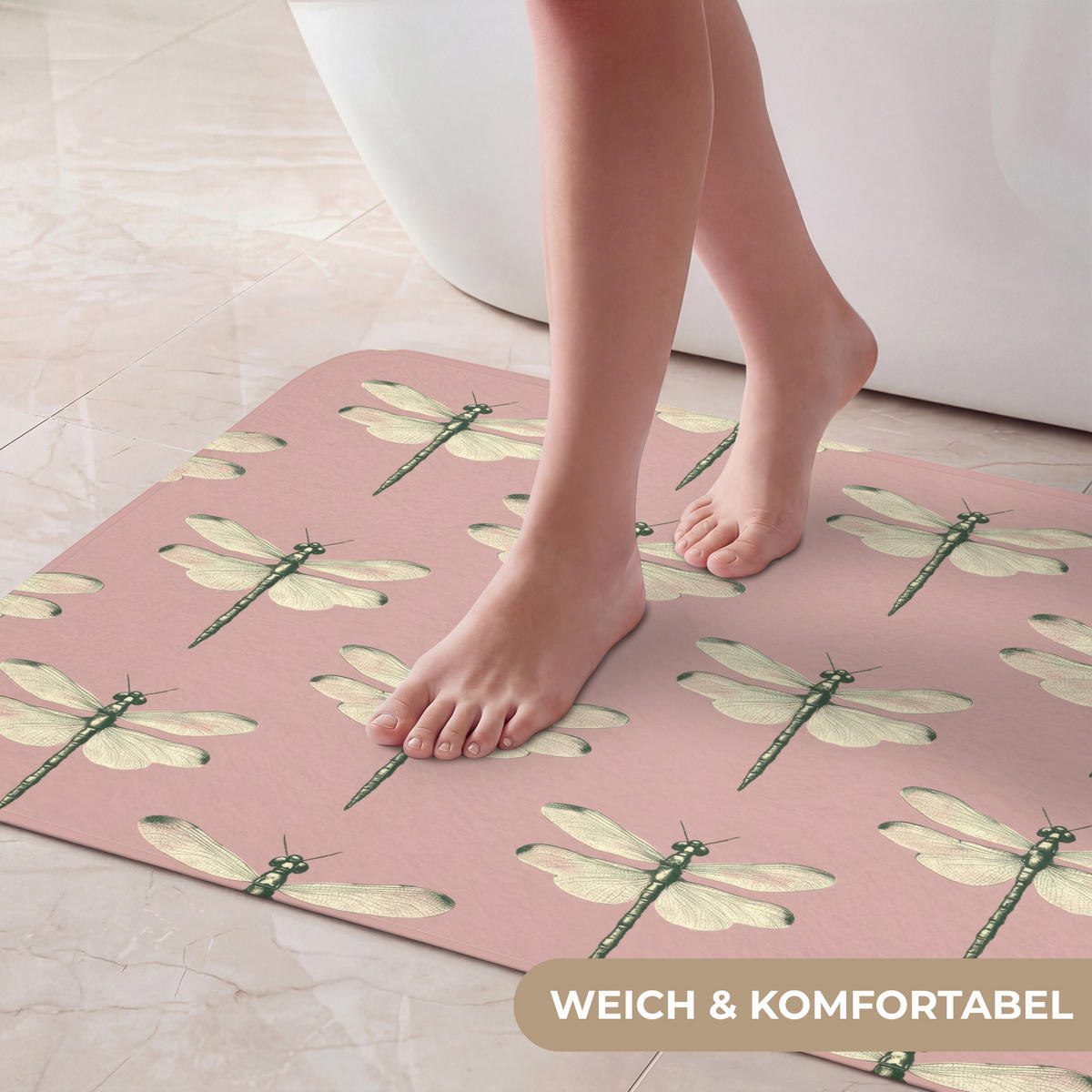 KÚPEĽŇOVÁ PREDLOŽKA Zvončeky - vzor - ružová 80x50 cm - ružová, textil/plast (80/50cm) - OnlyWow