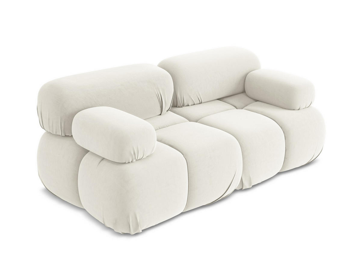 2-SITZER-SOFA Samt Stoff Beige - Beige/Creme, Kunststoff/Textil (190/70/96cm) - Makamii