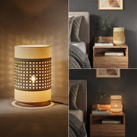 TISCHLAMPE Morten Rattan/Creme 17.5 x 26.5 cm - Creme/Braun, Holz (17.5/17.5/26.5cm) - Vicco