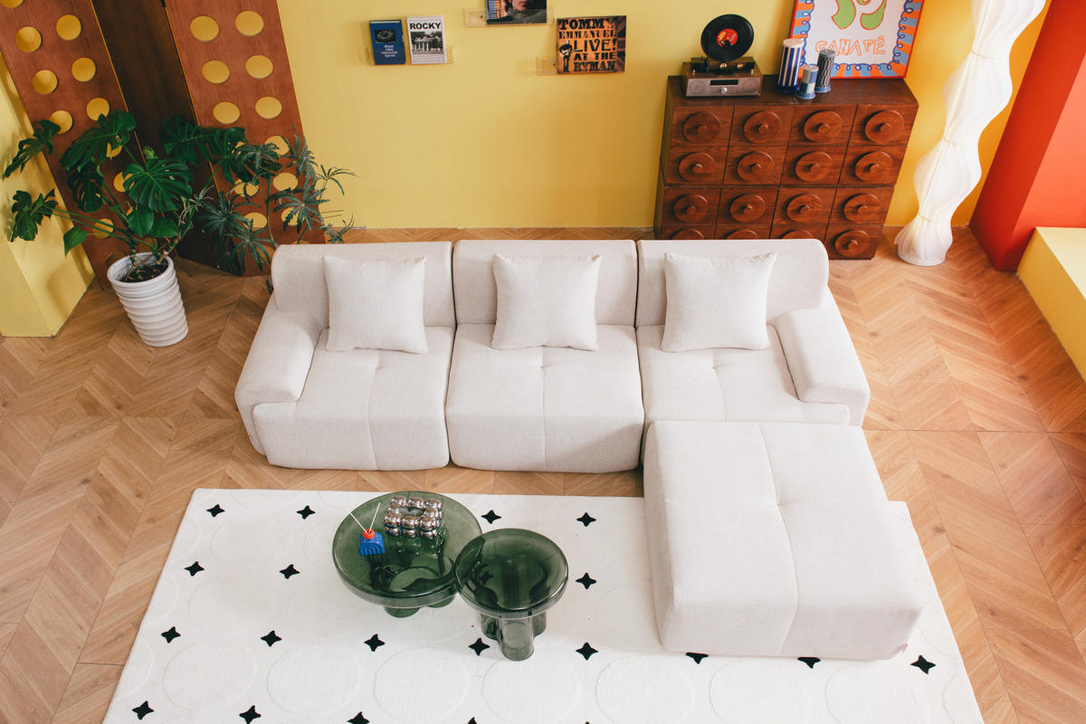 ECKSOFA Chenille Elfenbeinweiß - Creme, Textil (260/190cm) - MILYsofa