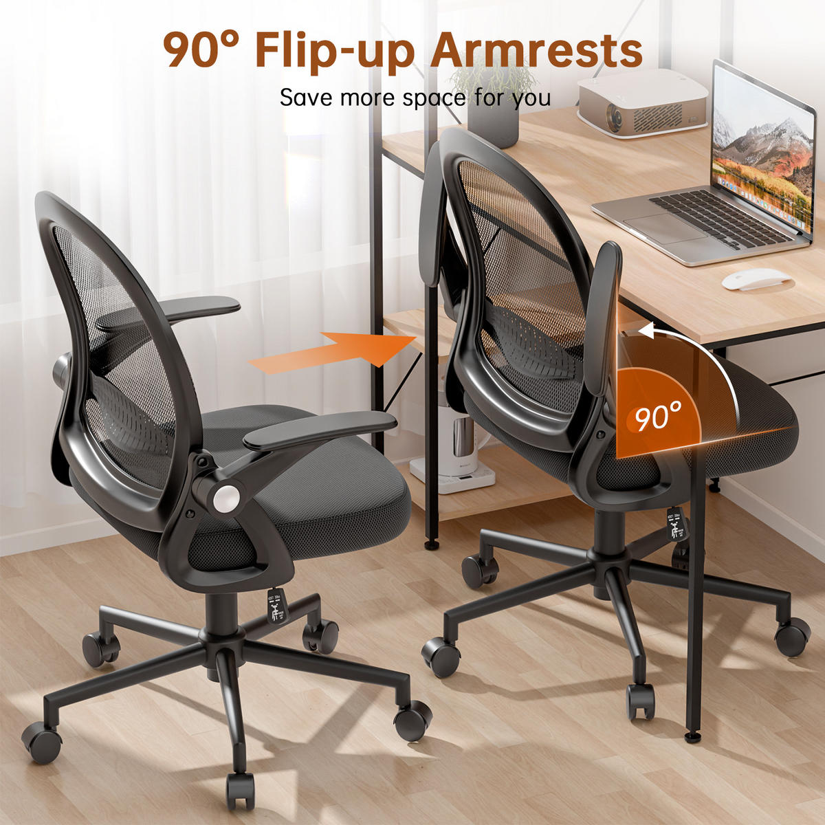 BÜROSTUHL Schwarz ergonomisch mit Mesh Rückenlehne - Schwarz, Metall (25/53/56cm) - Rattrix