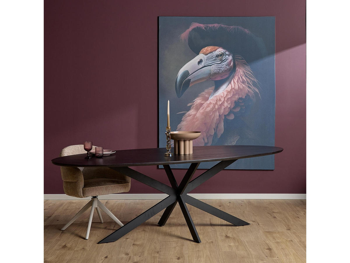 ESSTISCH Ferro Oval 180 cm X 90 cm Schwarz - Schwarz, Holz (90/180/76cm) - Villa Möbel