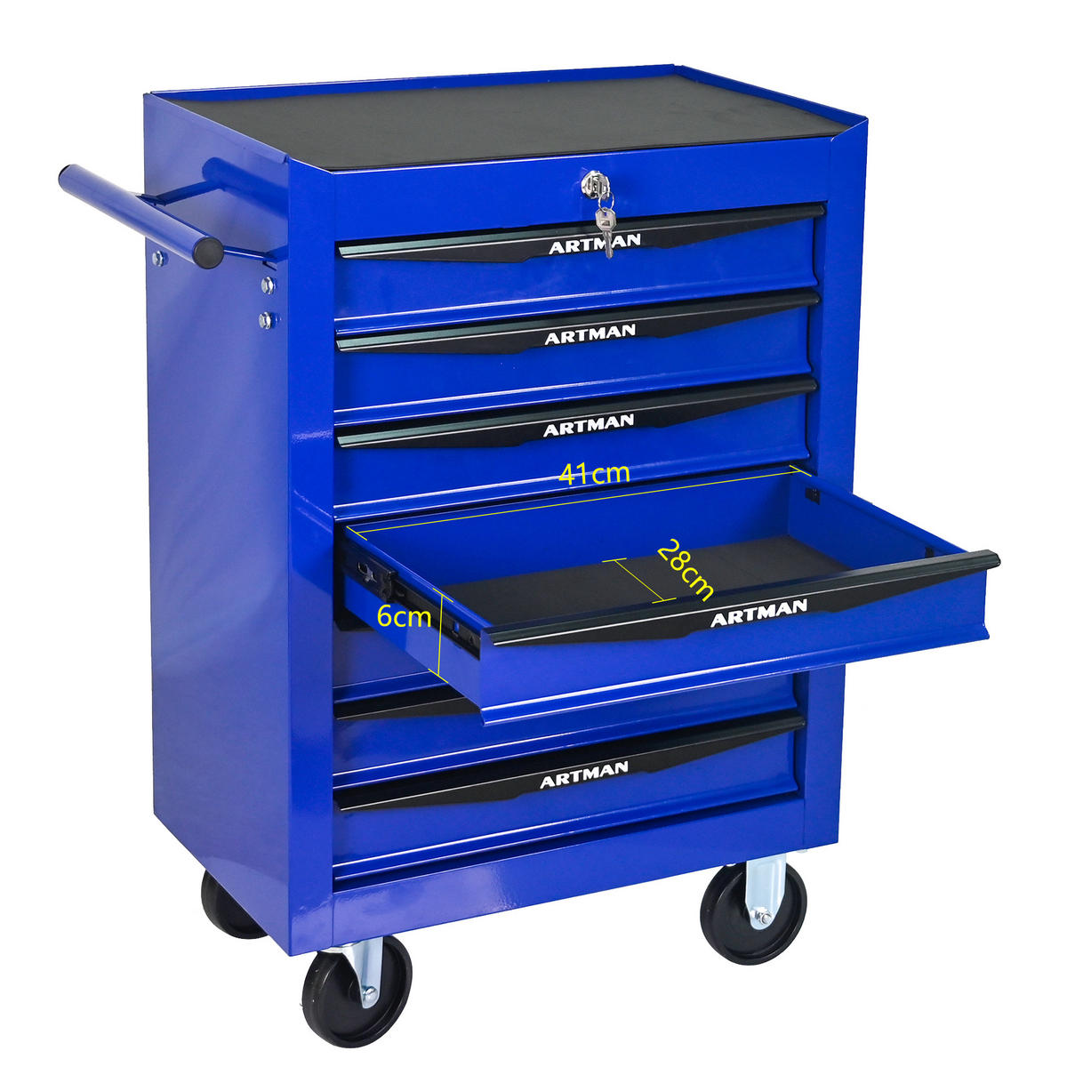 KOMBINATIONSKOFFER – 7 Schubladen, 508 mm (20 Zoll), mit 7 Schubladen, Farbgebung in Schwarz und Blau. - Multicolor, Metall (33/77.5/60cm) - DCA
