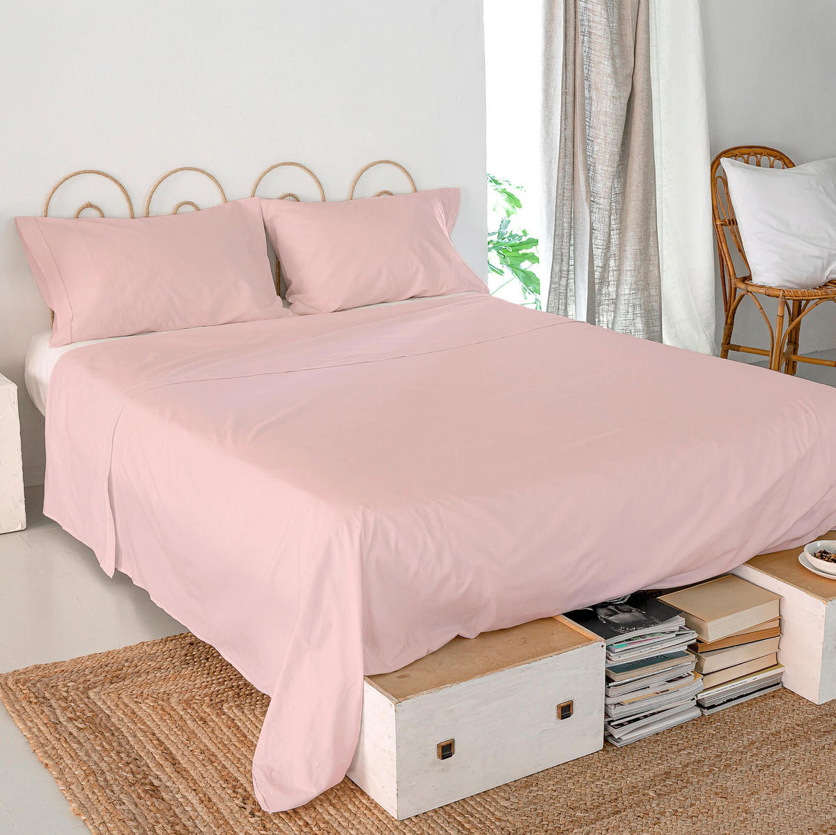 OBERBETTLAKEN basic 160x270 cm hellrosa - Rosa, Textil (160/270cm) - Happy Friday