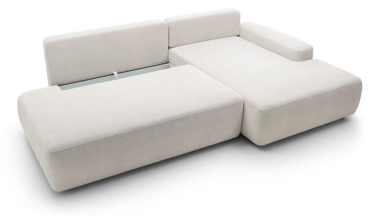 ECKSOFA 275 cm mit Schlaffunktion Orea O, Rechts, Creme - Creme, Holz (164/276cm) - Emporius