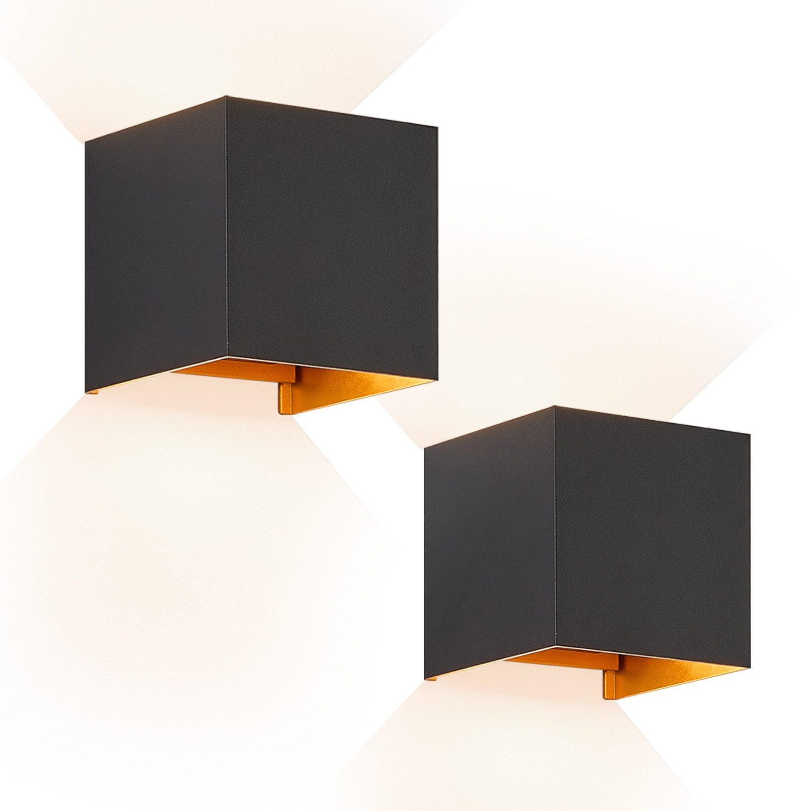 ZMH Led-Wandleuchte Schwarz 10x10x10 cm