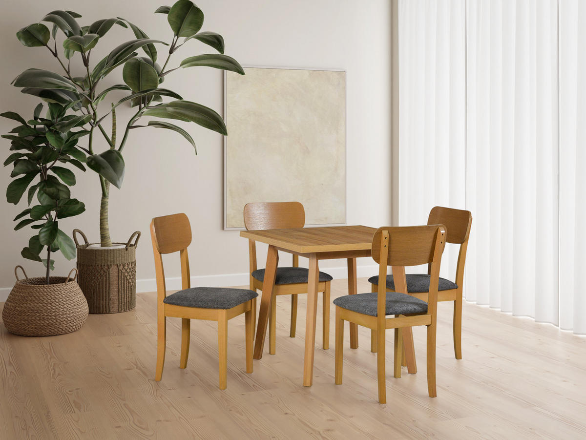 ESSZIMMERSTUHL 4x "Hugo 4", grandson, eiche,aragon 97 - Buchefarben/Schwarz, Holz (43/86/40cm) - Leaf Design