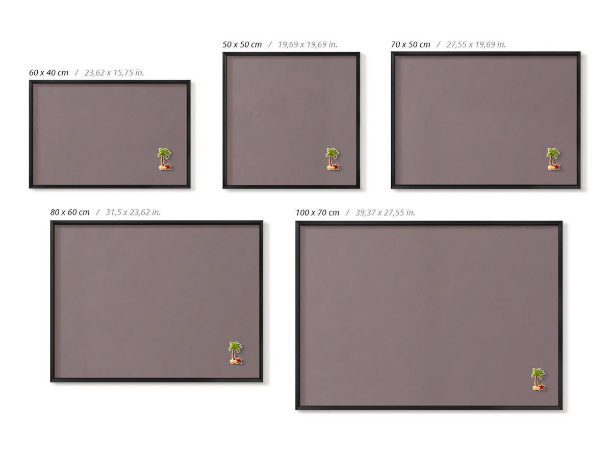 MAGNETTAFEL 70x50 cm Schwarzer Rahmen Hellbraun - Teakfarben, Metall (70/50/0.4cm) - TULUP