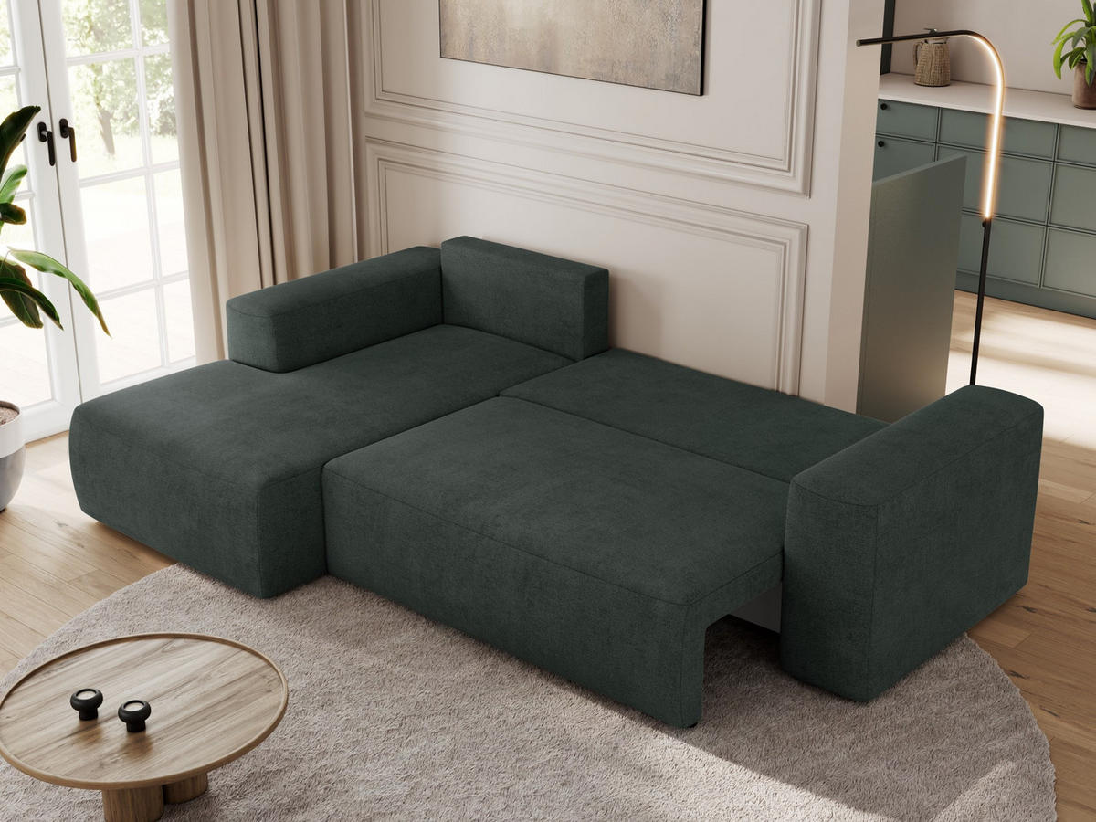 ECKSOFA TRENTINO L Dunkelgrau Stukture - Links - Dunkelgrau/Schwarz, Textil (266/164cm) - MKS
