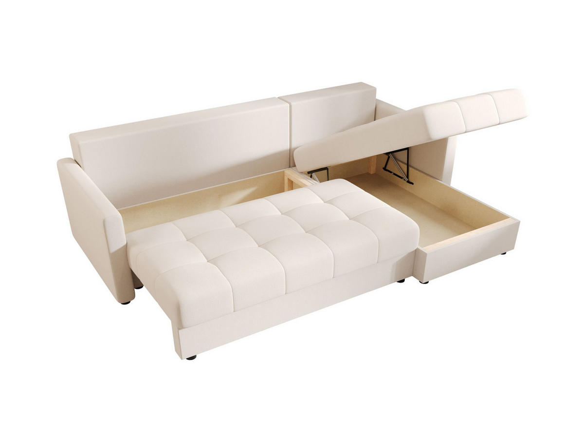 ECKSOFA MOS L BIS Cosmic 10 Rechts mit Schlaffunktion - Beige, Textil (220/143cm) - Bedante