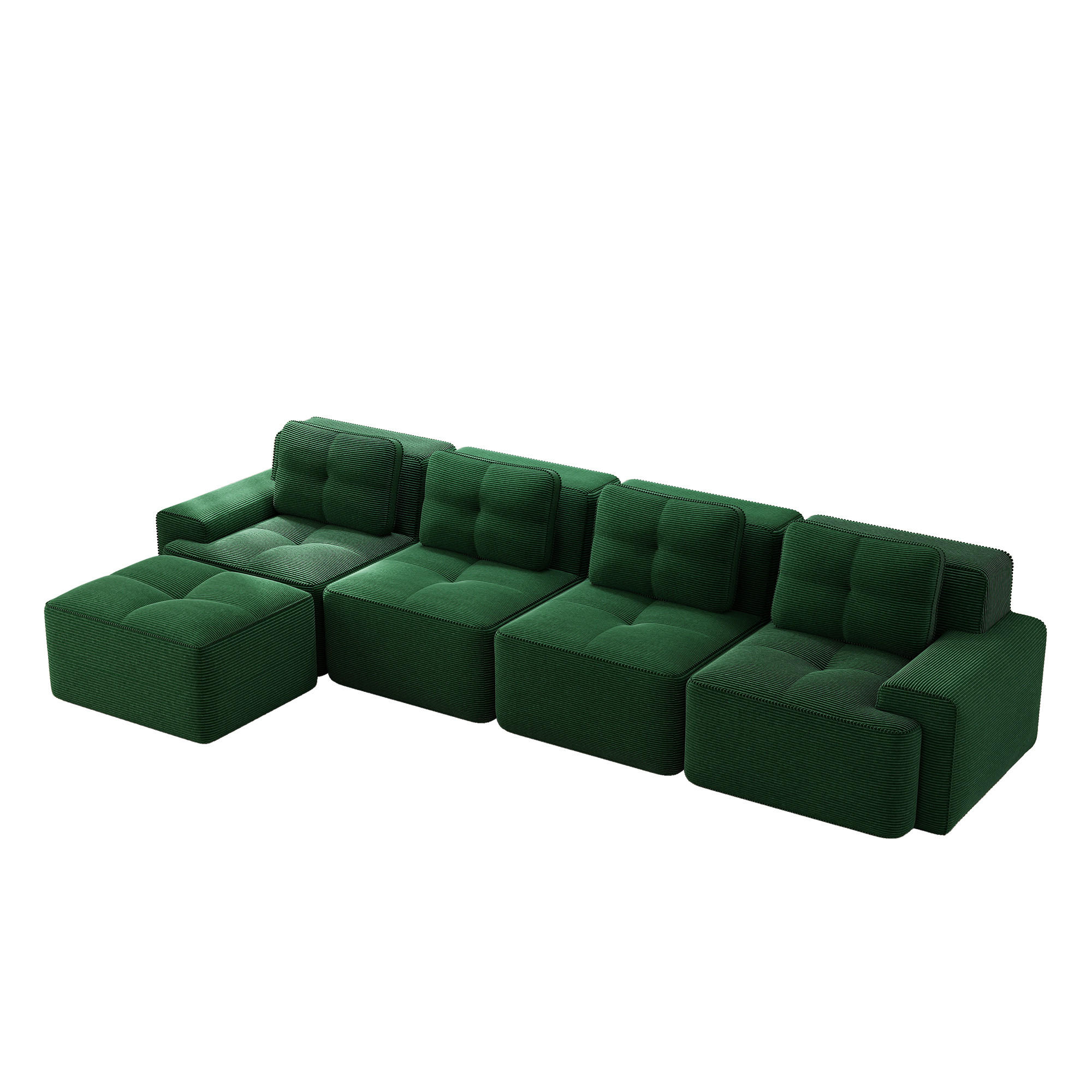 ECKSOFA DE-34113 4-Sitzer mit Chaiselongue Grün - Grün, Textil (177/382cm) - ComfortXL