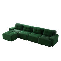 ECKSOFA DE-34113 4-Sitzer mit Chaiselongue Grün - Grün, Textil (177/382cm) - ComfortXL