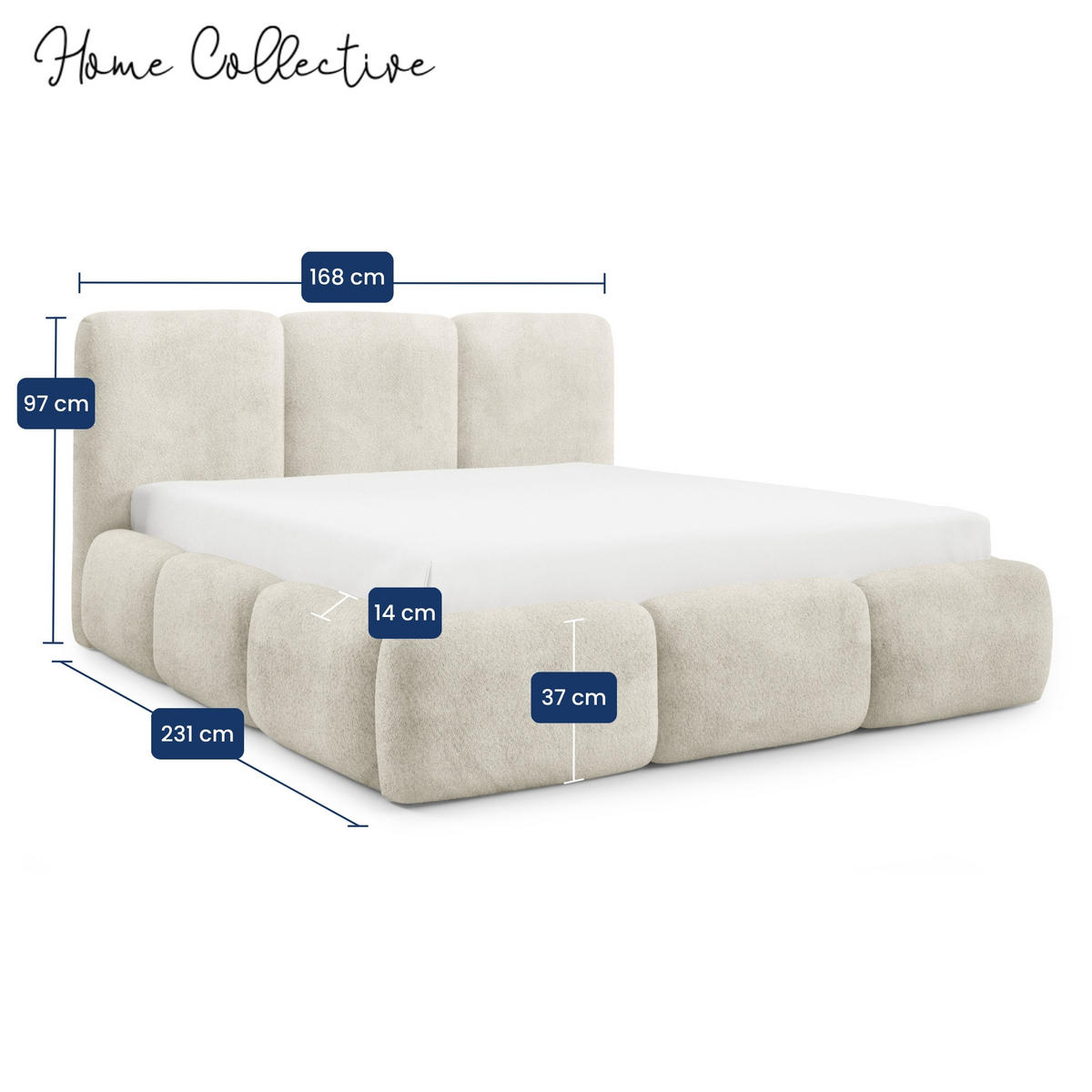 POLSTERBETT mit Stauraum Bouclé-Stoff 140x200 cm in Creme - Creme, Textil (140/200cm) - Home Collective