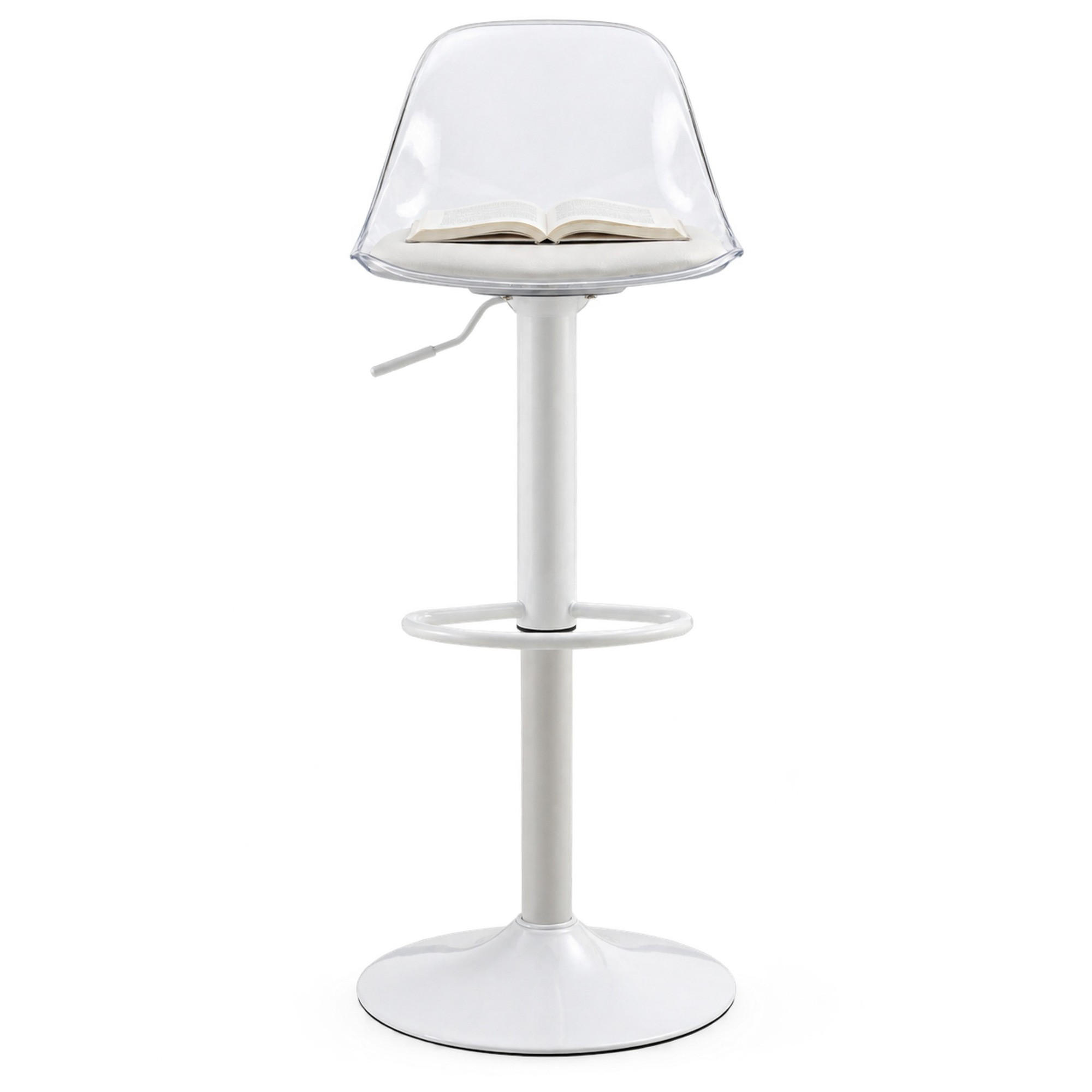 BARHOCKER 2er-Set höhenverstellbar Weiß mit transparenter Rückenlehne - Weiß, Metall (40.5/104/40.5cm) - MIVRAY