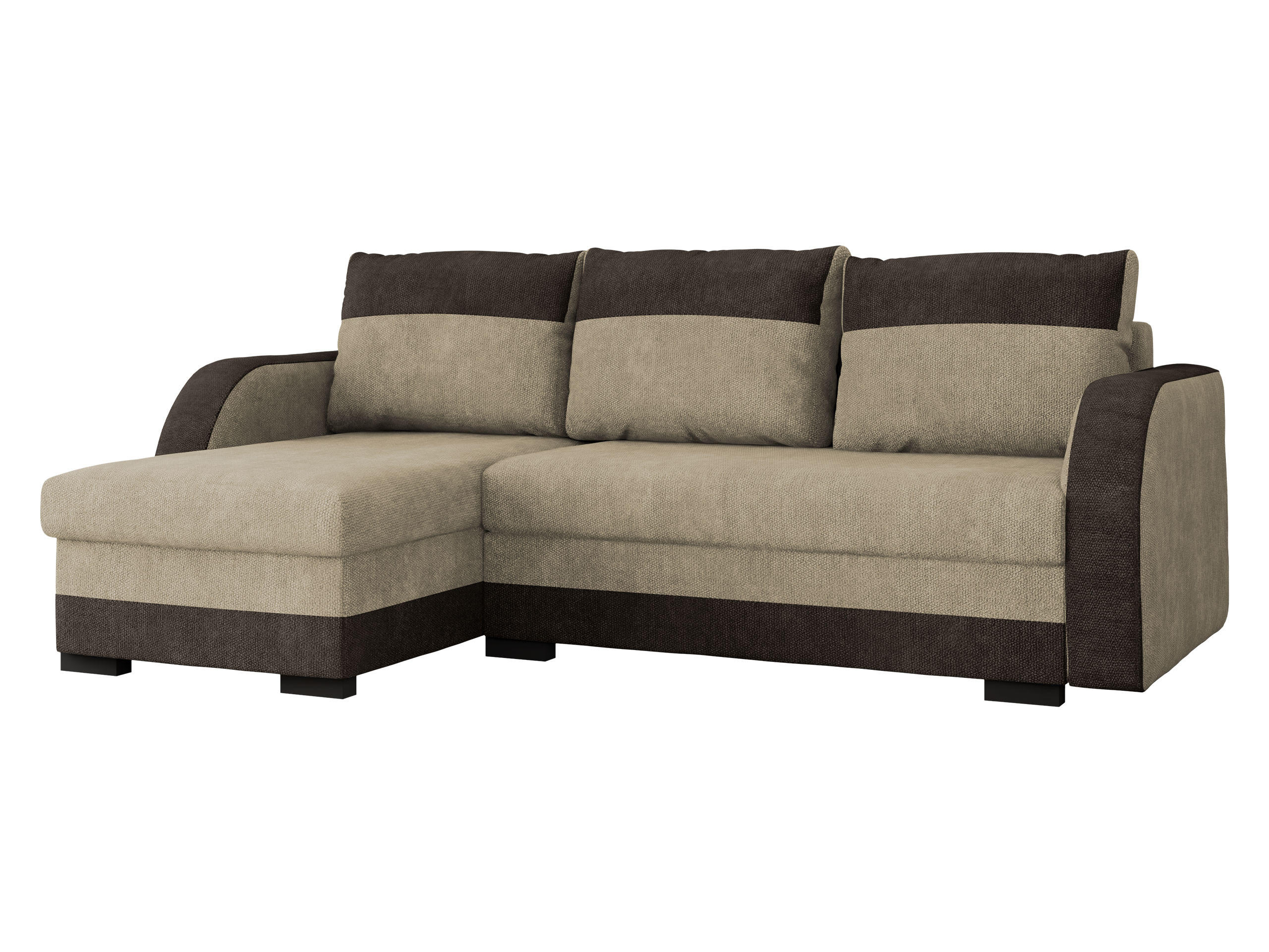 ECKSOFA Jozef - Beige/Dunkelbraun, Holz/Textil (230/140cm) - MIRJAN24