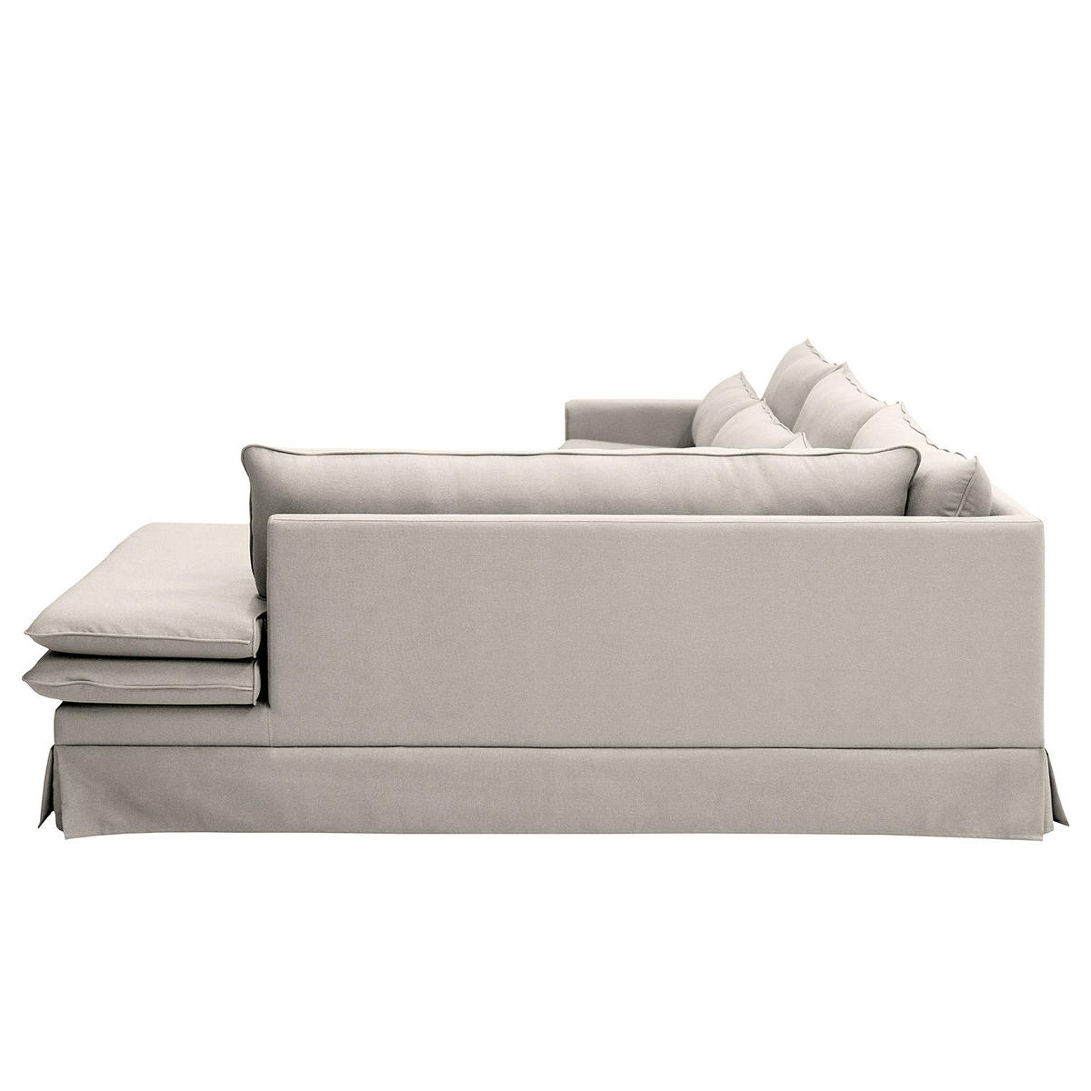 ECKSOFA mit Husse - Ottomane, Webstoff - Hellgrau/Schwarz, Kunststoff/Textil (299/222cm) - home24
