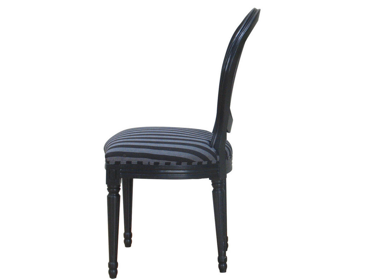 STUHL 2er-Set antik schwarz, Stoff schwarz gestreift - Schwarz, Holz/Textil (50/93/47cm) - ebuy24