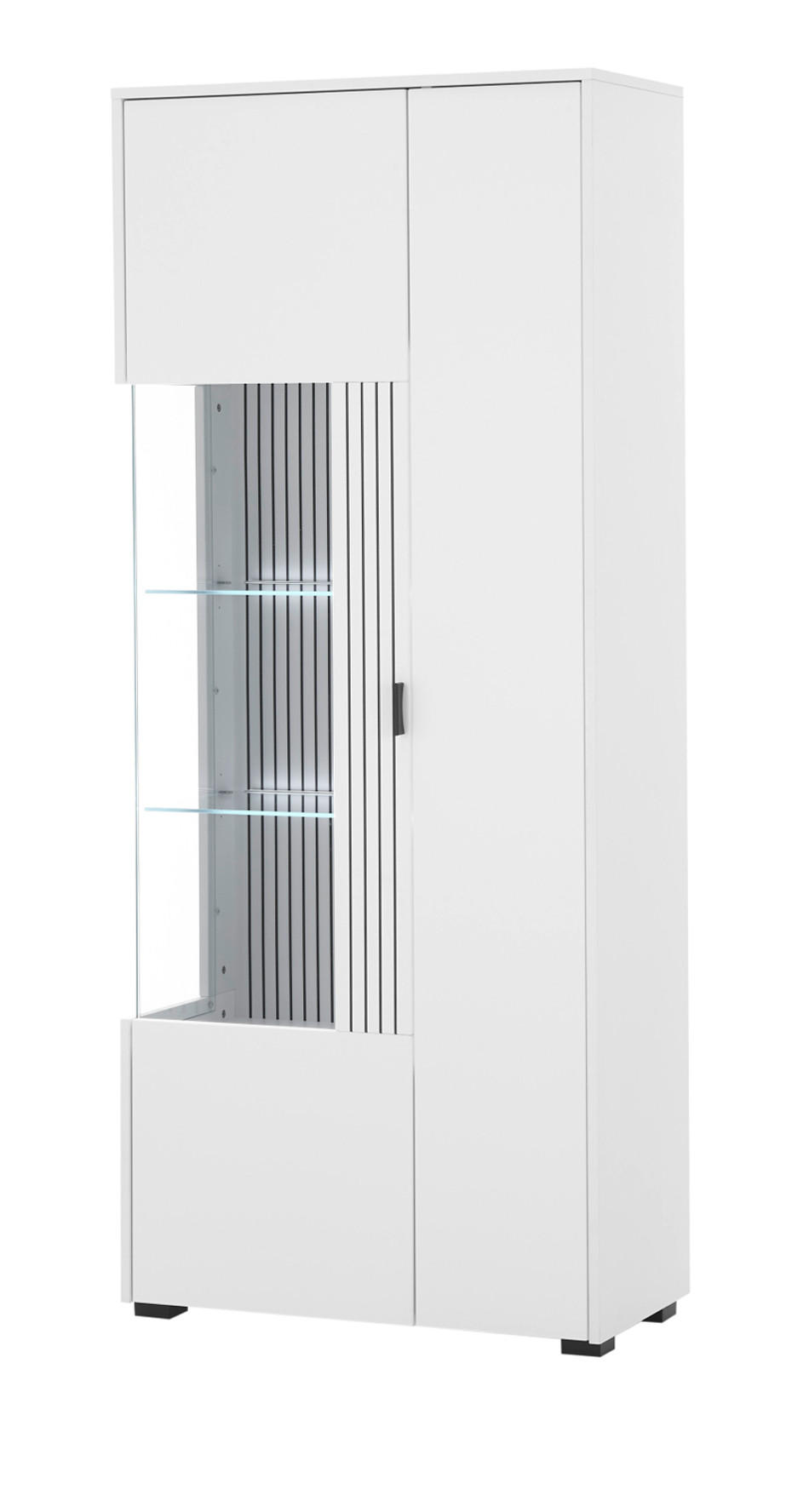 VITRINE weiß matt, Vitrinenschrank 75 x 180 cm - Schwarz/Weiß, Holzwerkstoff/Kunststoff (75/180/38cm) - Furn.Design