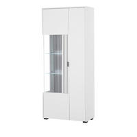 VITRINE weiß matt, Vitrinenschrank 75 x 180 cm mit Soft-Close-Funktion - Schwarz/Weiß, Glas/Holzwerkstoff (75/180/38cm) - Furn.Design