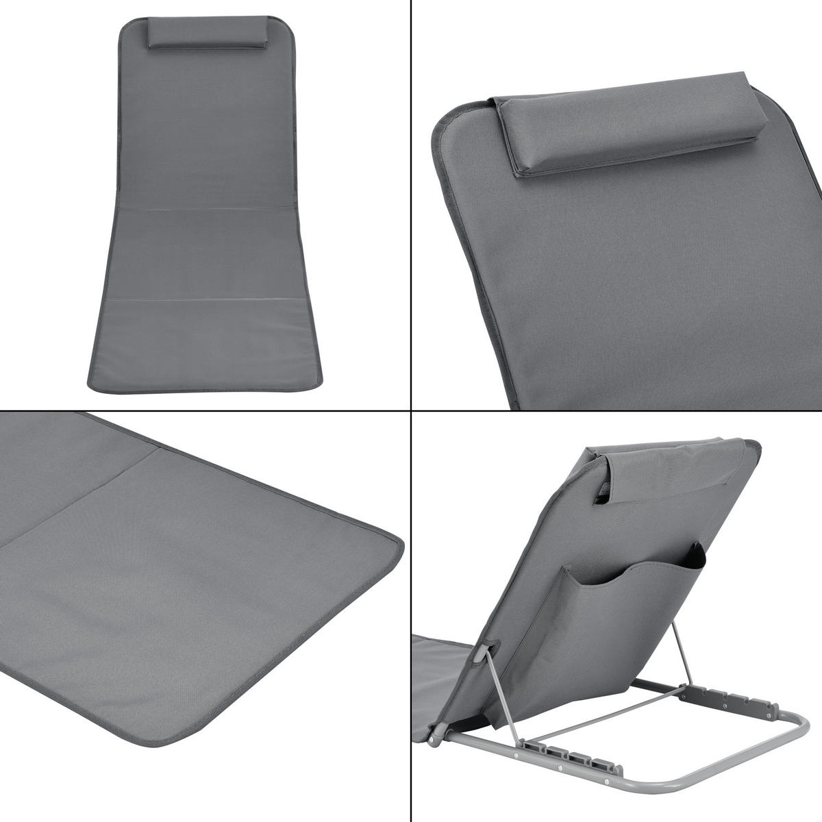 STRANDMATTEN-SET 2 TLG. Donostia - Dunkelgrau, Textil/Metall (143/44/48cm) - [en.casa]