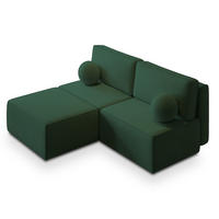 ROHOVÁ SEDAČKA VARNA zelená barva - šedá/zelená barva, dřevo/textil (196/158cm) - MASSENO