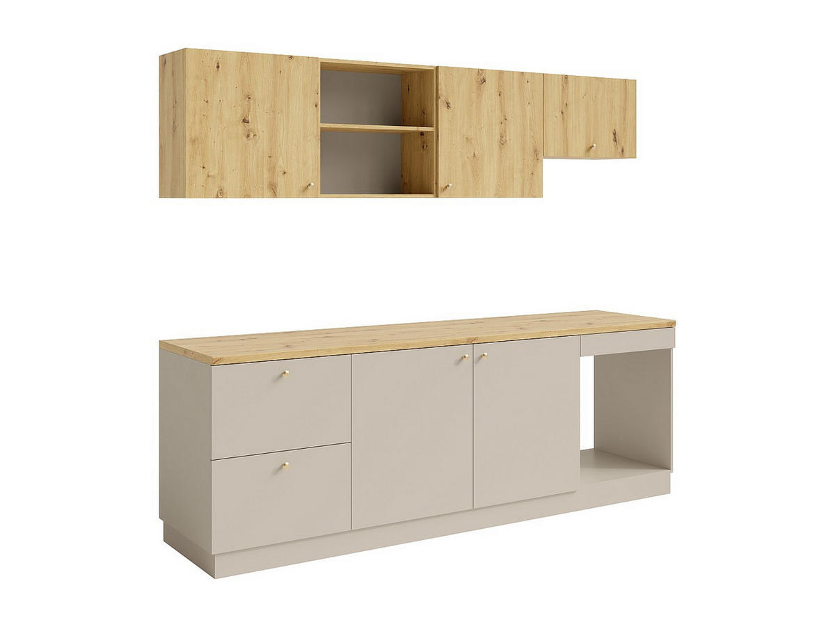 KÜCHENZEILE - 242 cm x 60 cm - holz - beige, naturfarben hell Yorina - Beige/Naturfarben, Holz (242/85/60cm) - Vente-Unique