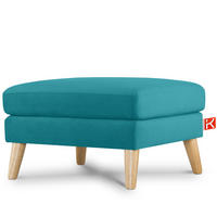 SITZHOCKER TAGIO Pouffe, türkis - Türkis/Braun, Buchenholz/Textil (65/46/80cm) - KONSIMO®