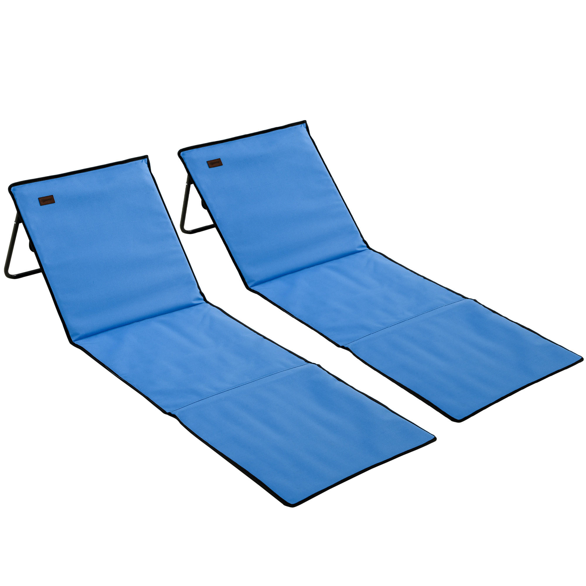 STRANDLIEGE 2er Set Stahl Oxford Blau - Blau/Schwarz, Textil/Metall (51/40/142cm) - Outsunny