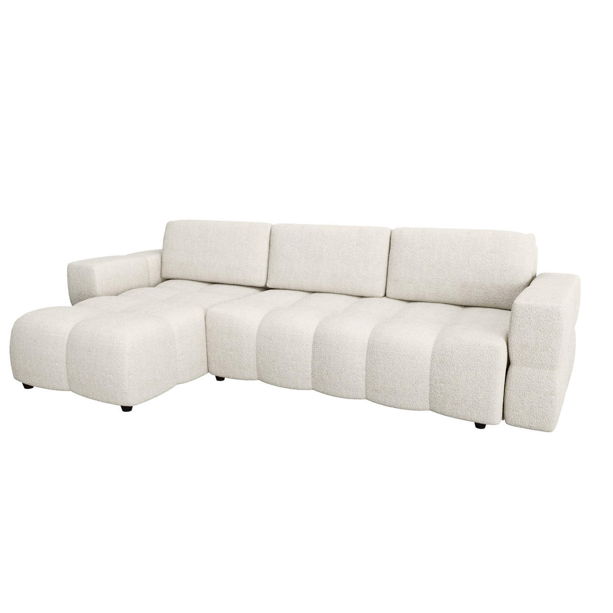 ECKSOFA LINKS Bouclé-Stoff Creme 286cm - Creme, Textil (169/286cm) - Sia Home