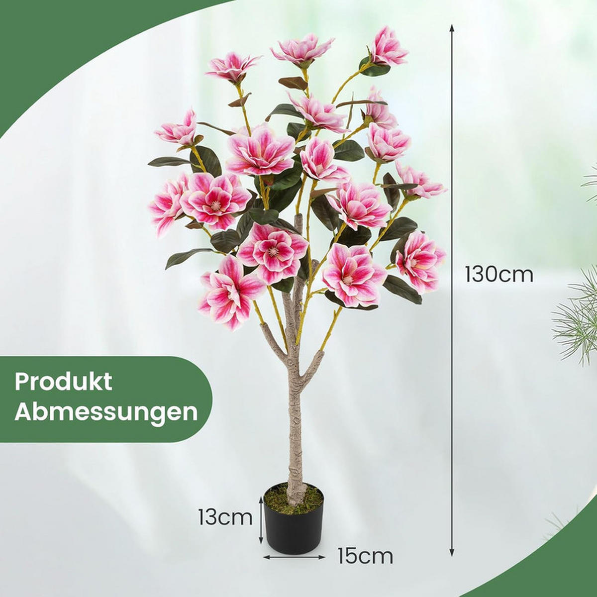KUNSTBAUM mit Blüten rosa - Pink, Kunststoff (130cm) - COSTWAY
