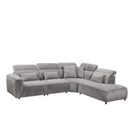 ECKSOFA mit 5-fach verstellbare Kopflehnen und pflegeleichter Mikrofaser-Chenille-Bezug - Schwarz/Grau, Kunststoff/Textil (285/339cm) - ed exciting design