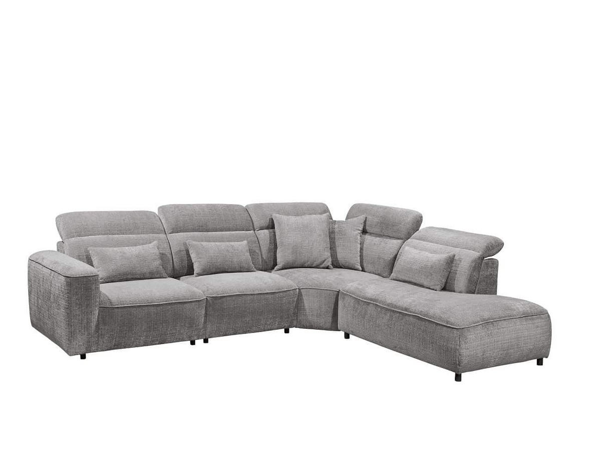 ECKSOFA mit 5-fach verstellbare Kopflehnen und pflegeleichter Mikrofaser-Chenille-Bezug - Schwarz/Grau, Kunststoff/Textil (285/339cm) - ed exciting design