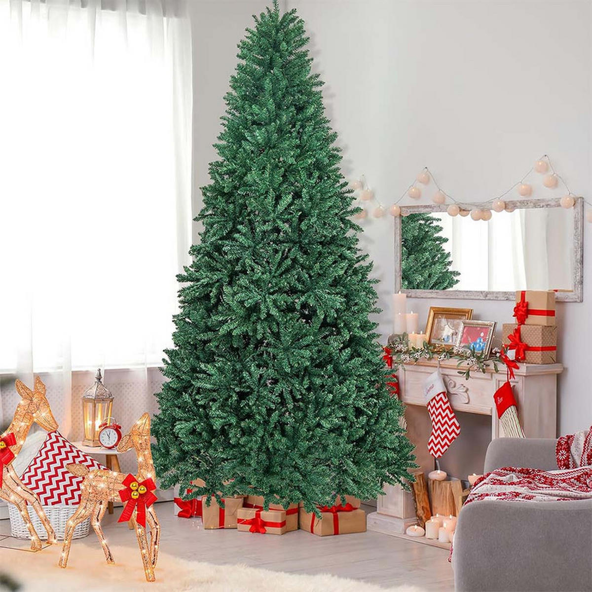 WEIHNACHTSBAUM mit Metallständer 270cm Grün - Grün, Metall (275cm) - COSTWAY