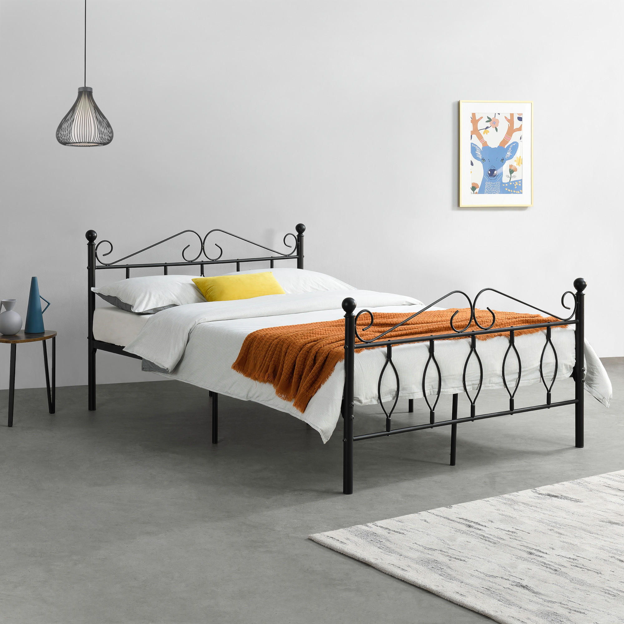 METALLBETT Apolda - Schwarz, Metall (140/200cm) - [en.casa]
