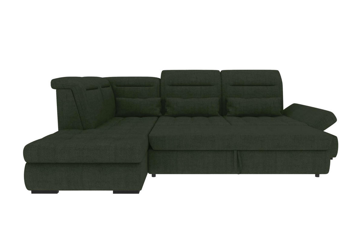 ECKSOFA Toscana Velours inkl. Schlaffunktion - Olivgrün, Textil (227/279cm) - 99rooms