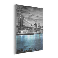 AKUSTIKPANEEL New York - Skyline - Stadt - Blau 60x80 cm - Blaugrau, Textil (60/0.9/80cm) - MuchoWow