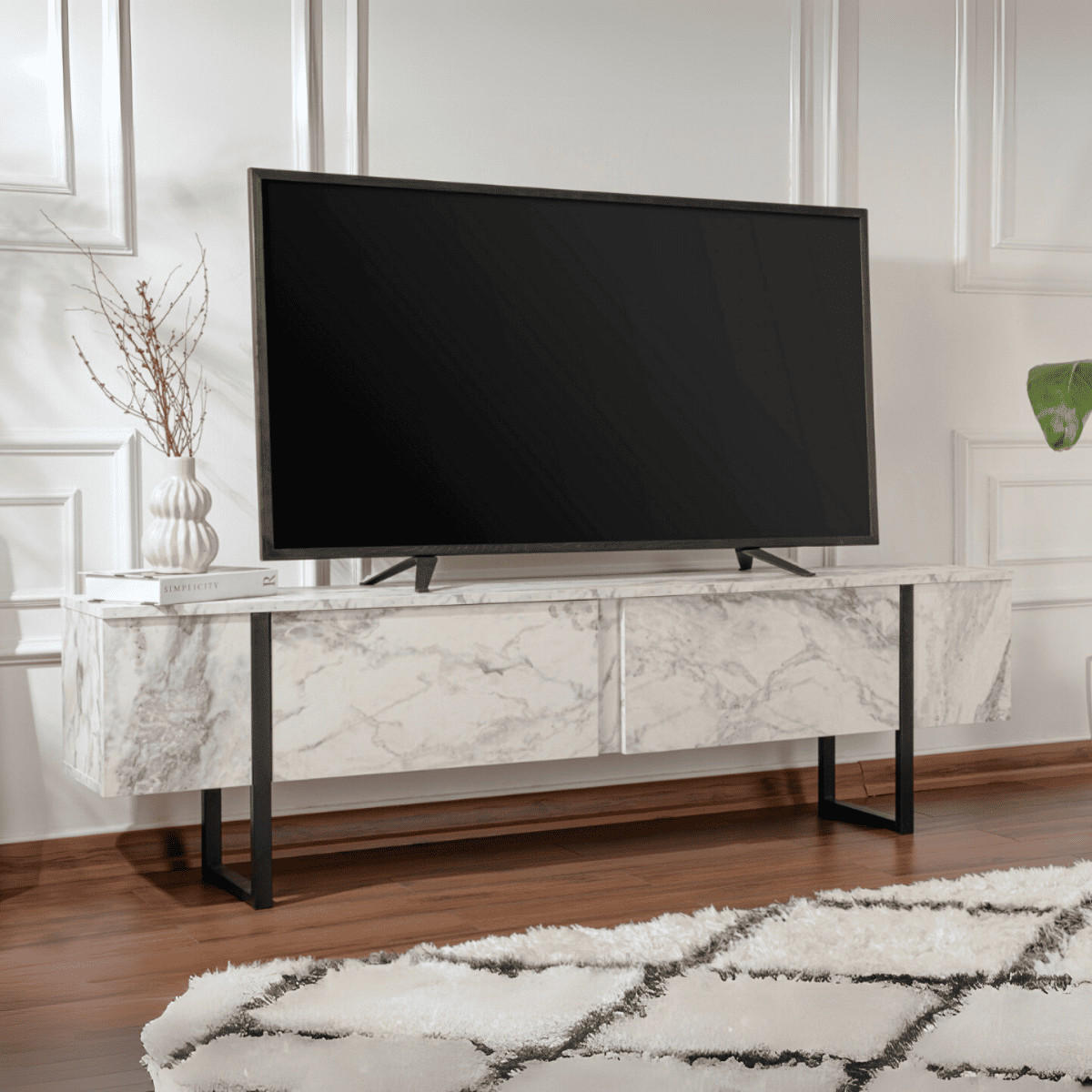 TV-MÖBEL mit 2 klapptüren - serenity 180/29,5/50 cm - Schwarz, Holzwerkstoff (29.5/50/188cm) - Calicosy