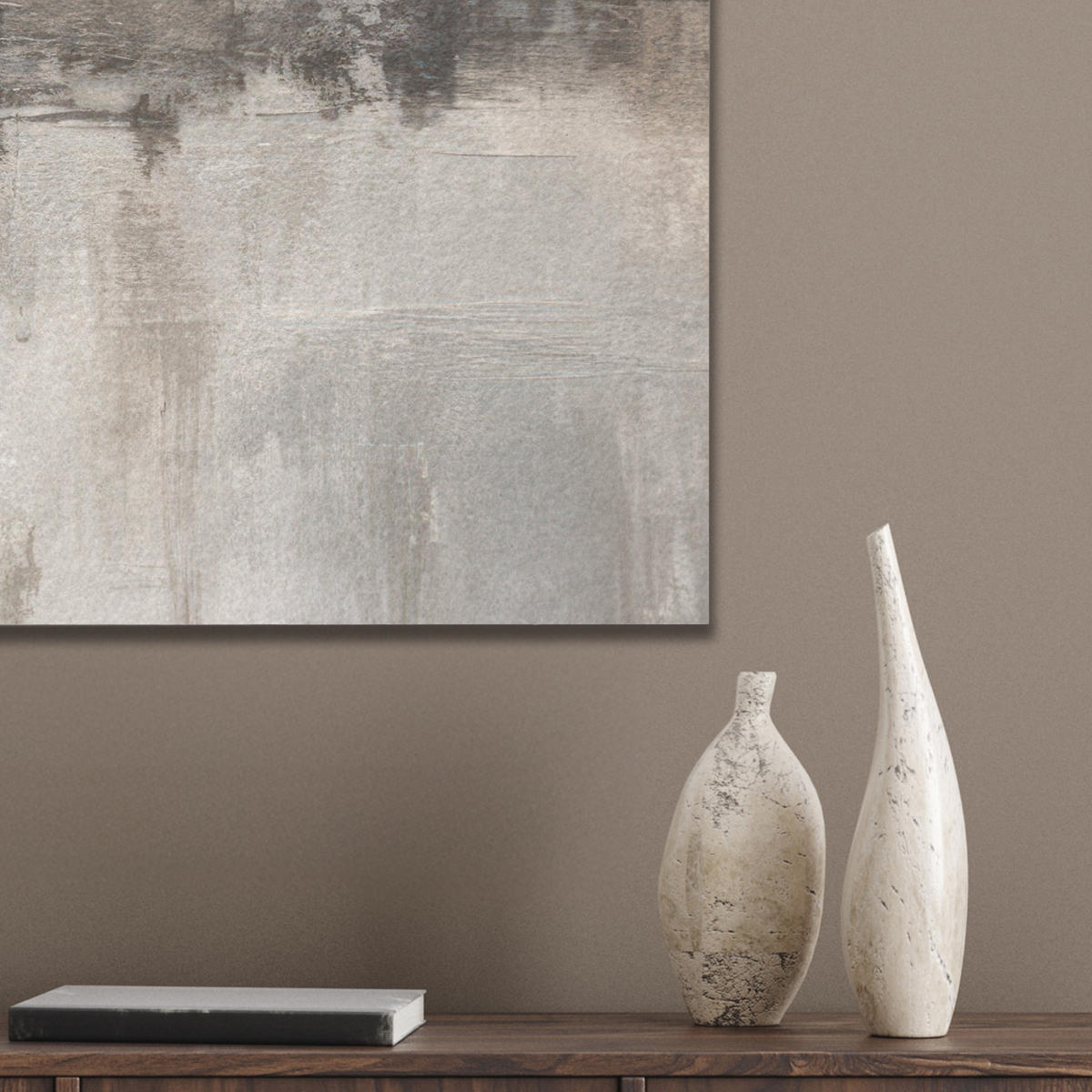 AKUSTIKBILD Moderne Kunst - Abstrakt - Beige Wanddeko 70x50 cm - Beige, Kunststoff (70/50/0.9cm) - MuchoWow