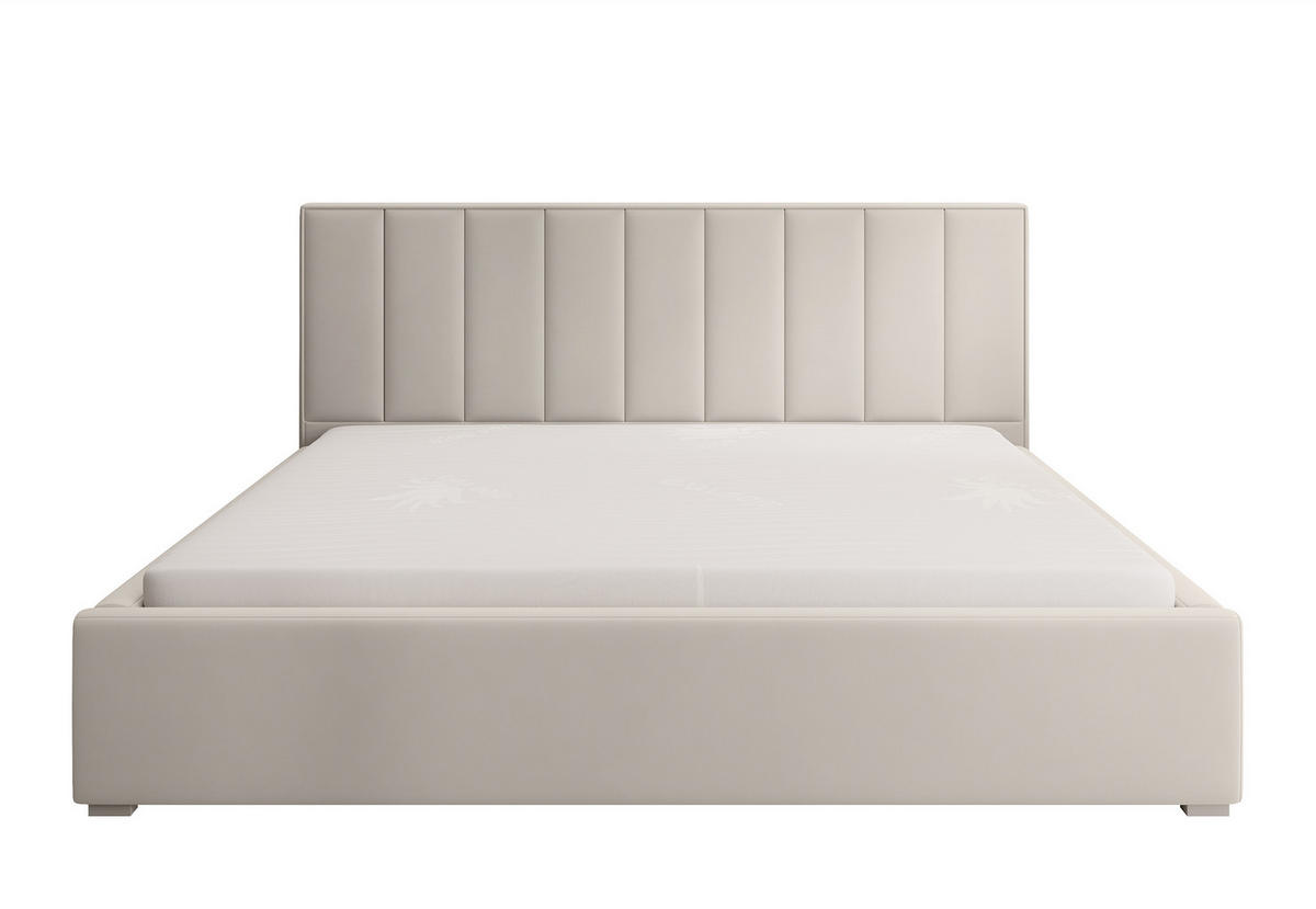 POLSTERBETT Rinus Cremeweiß Plüsch mit Bettkasten 160 cm - Creme, Textil (160/200cm) - Selsey