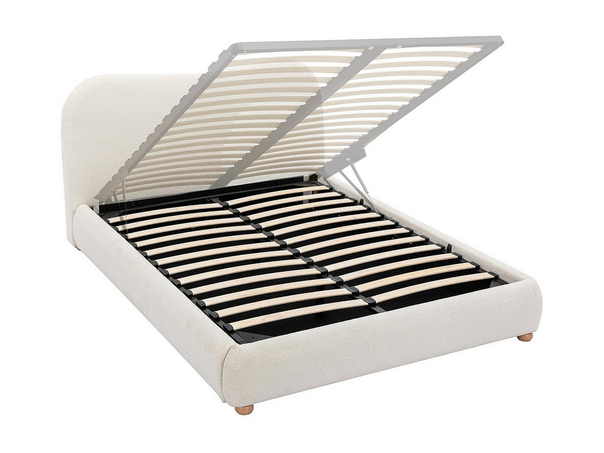 BETT mit Bettkasten - 2 Personen - stoff - weiß Vanari - Weiß, Holz/Textil (140/190cm) - Vente-Unique