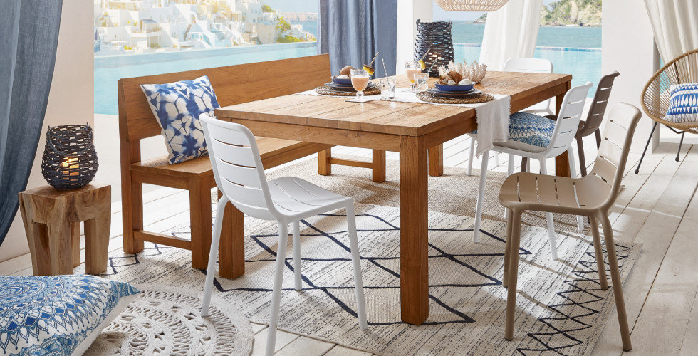 Gartentrend Gartengarnitur Weiss Blau