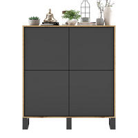 KOMMODE Apollo 4D Eiche wotan Graphit Matt mit metallbeinen 113 cm - Graphitfarben/Schwarz, Holzwerkstoff/Metall (113/127/35cm) - Meble Lindner