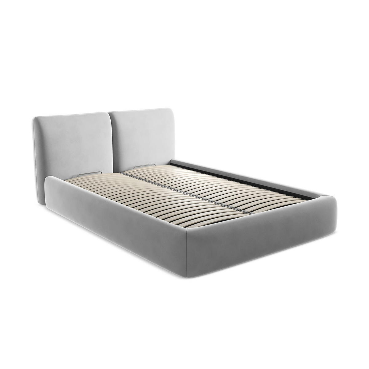 POLSTERBETT mit Bettkasten und Lattenrost 160x228 Grau - Schwarz/Grau, Kunststoff/Textil (140/200cm) - LaMiaSofa