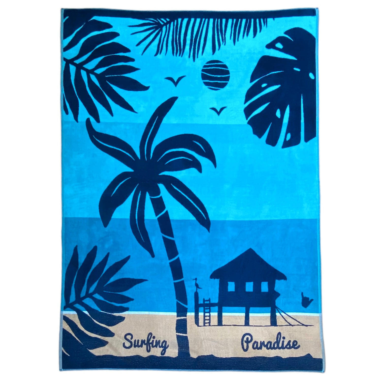 STRANDTUCH Frottee Velours Jacquard Harrington 140x180 400g/m² - Blau, Textil (140/180cm) - LE COMPTOIR DE LA PLAGE