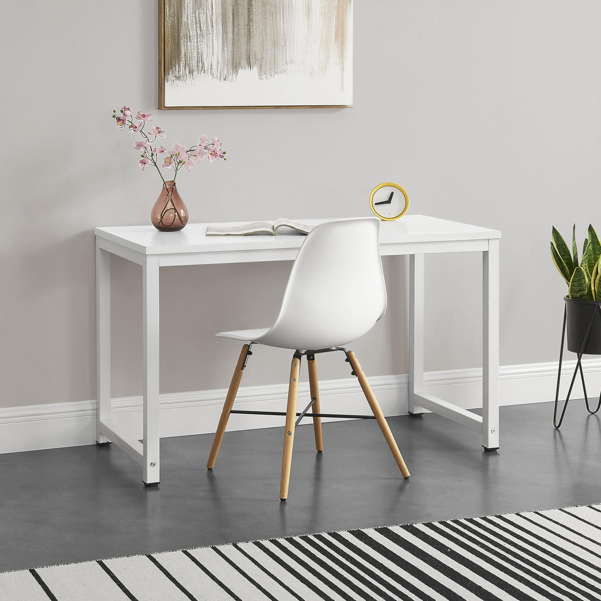 COMPUTERTISCH Herning - Weiß, Holzwerkstoff/Metall (60/120/75cm) - [en.casa]