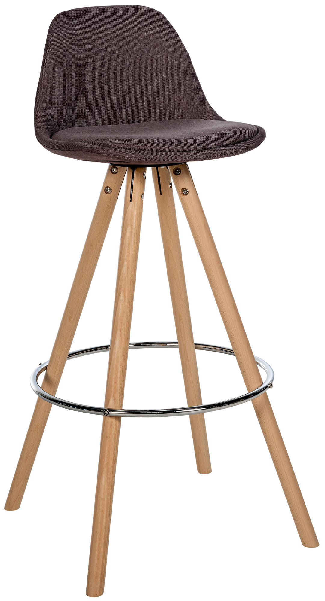 BARHOCKER Stoff braun - Eukalyptusholzfarben/Braun, Holz/Textil (38/99/44cm) - CLP