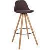 BARHOCKER Stoff braun - Eukalyptusholzfarben/Braun, Holz/Textil (38/99/44cm) - CLP